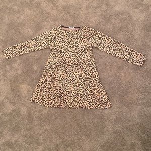 Zara long sleeve cheetah print dress, size 10Y, colors tan and light pink.